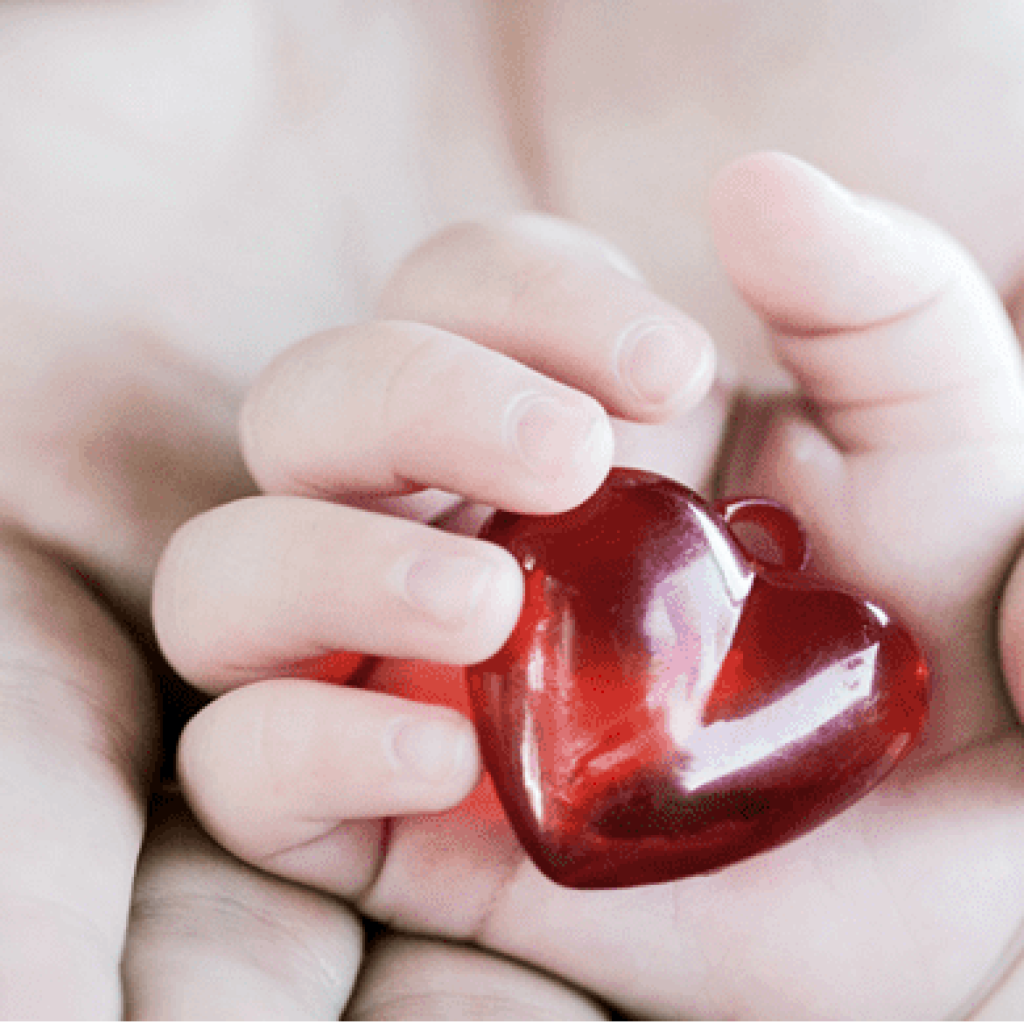 A child holding a heart in their hands.